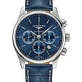 Longines Longines  L2.859.4.92.2  L28594922 механические мужские часы синий циферблат, браслет кожаный — вид спереди